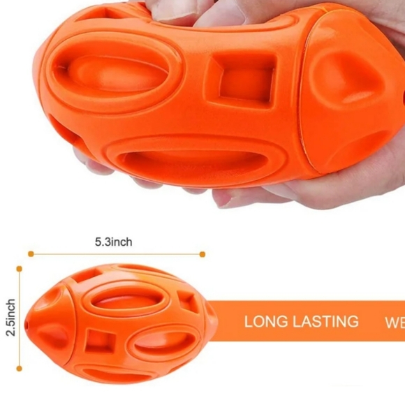 Dog Football Toy Orange Durable - Picture 4 of 10